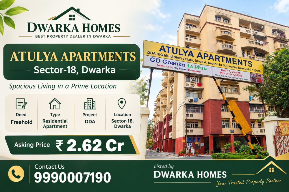 3 BHK Flat for sale in Atulya Apartment Dwarka Sector 18 